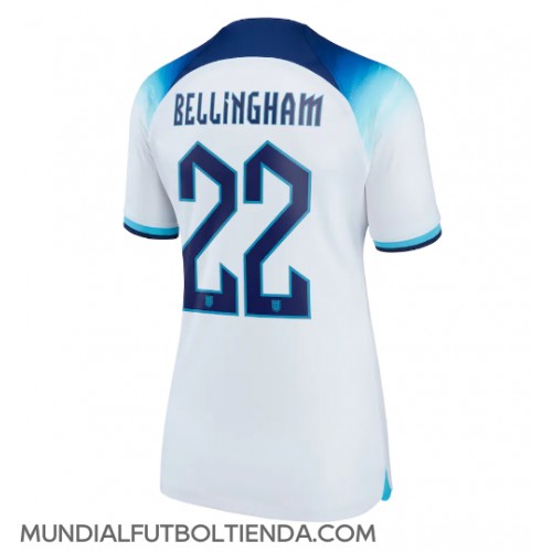 Camiseta Inglaterra Jude Bellingham #22 Primera Equipación Replica Mundial 2022 para mujer mangas cortas